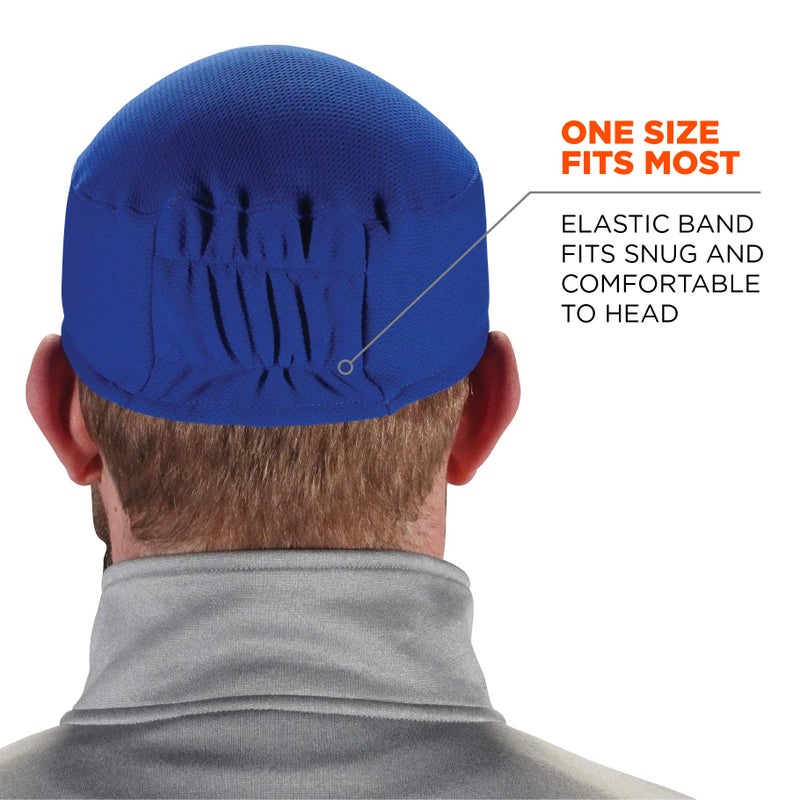 Ergodyne Chill Its 6630 Skull Cap  Lined with Terry Cloth Sweatband  Sweat Wicking Blue - Image 4